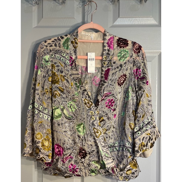Anthropologie Flower Paisley Wrap Blouse NWT Size XS - Picture 4 of 11